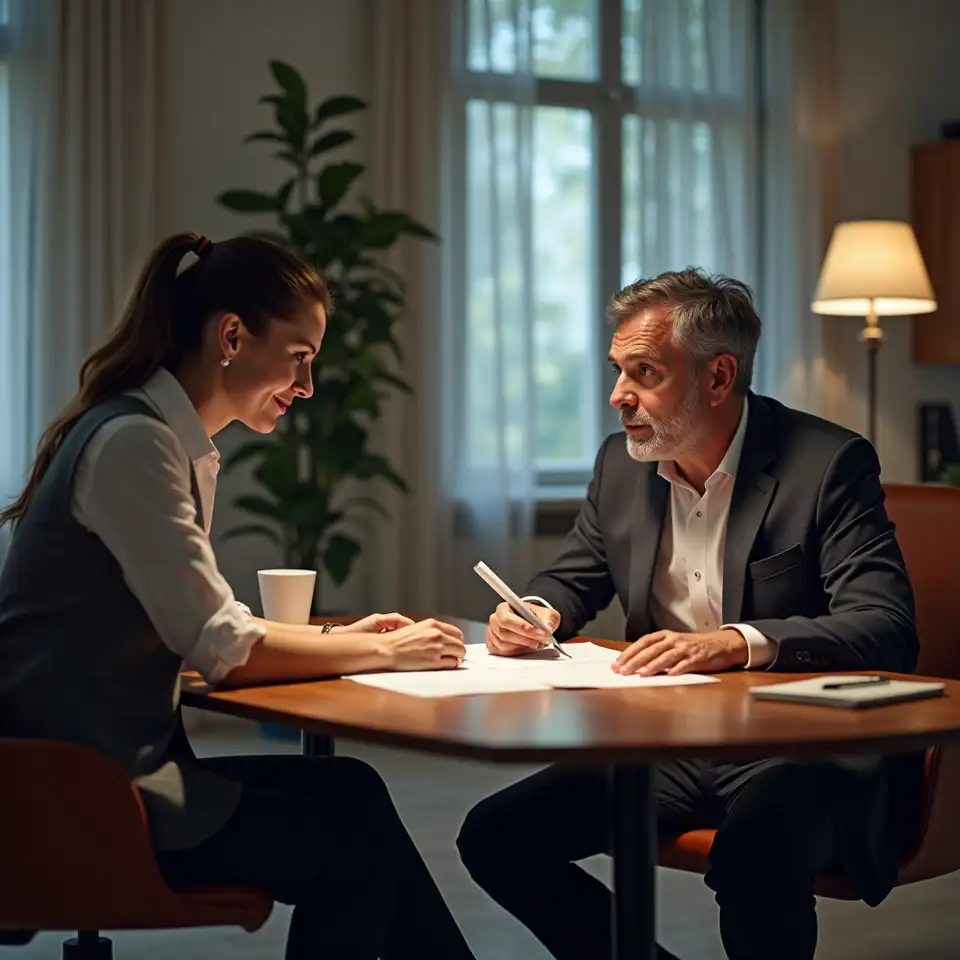 Conversa profissional sobre análise financeira