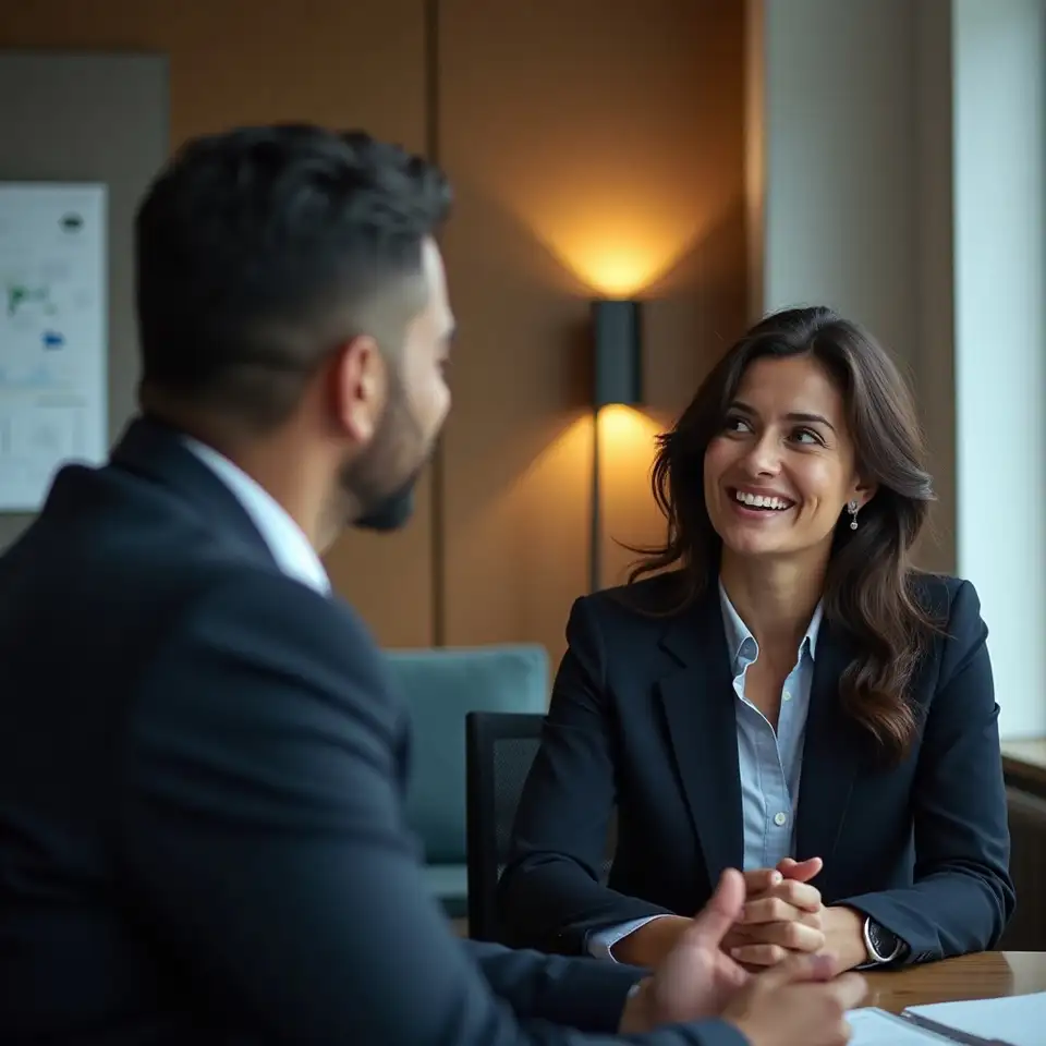 Conversa profissional sobre finanças