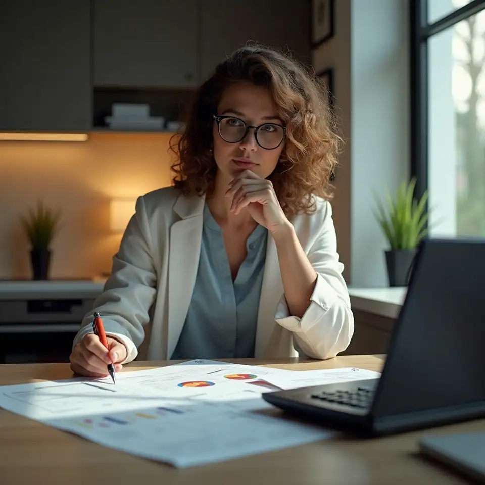 Documentos e calculadora sobre mesa
